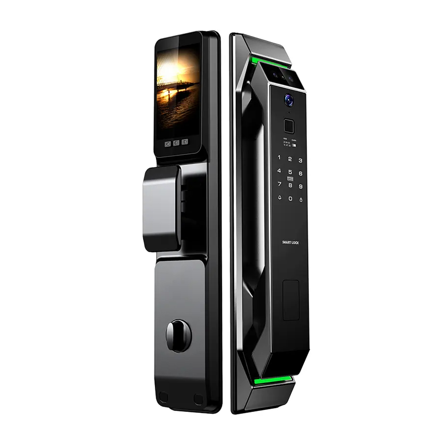 Door Smart Lock With 3D Face Recognition Id Fingerprint Viewer Remote Doorbell Key