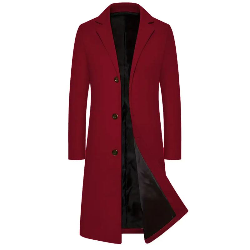 Men's Casual Fashion Solid Color Simple Trench Coat