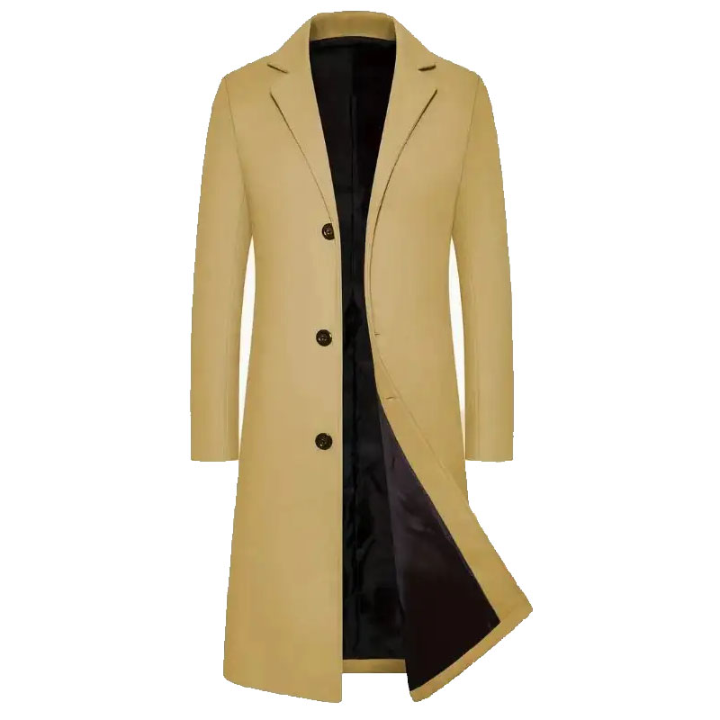 Men's Casual Fashion Solid Color Simple Trench Coat
