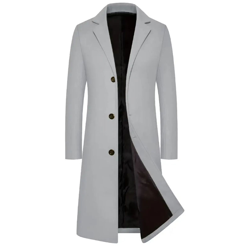 Men's Casual Fashion Solid Color Simple Trench Coat