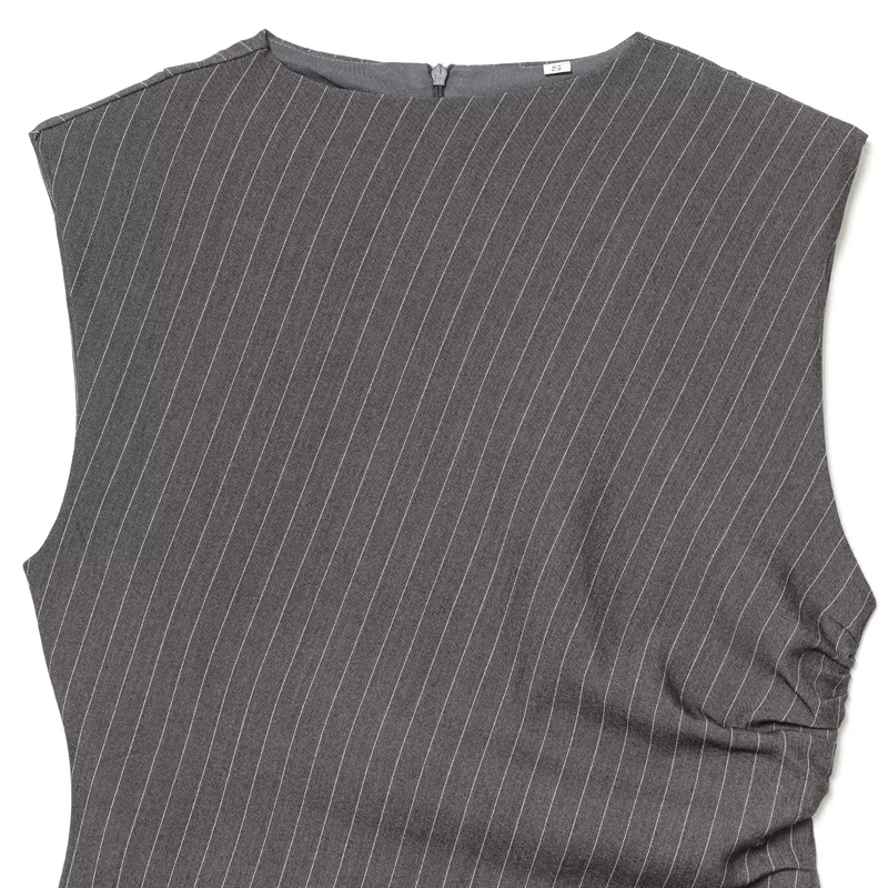 Striped Women's Fashion Vest Dress With Back Zipper