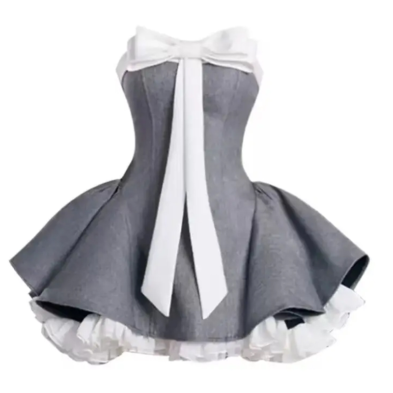 Retro Bow Detail High-Waist Fitted Dress