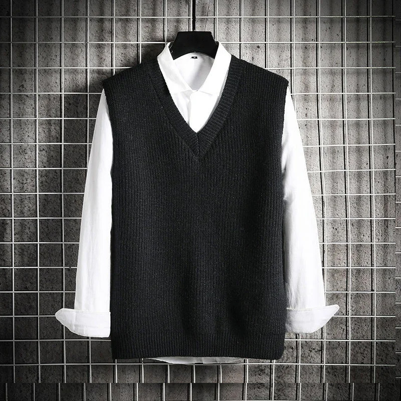 Men's V-Neck Knitted Waistcoat Sleeveless Sweater Vest