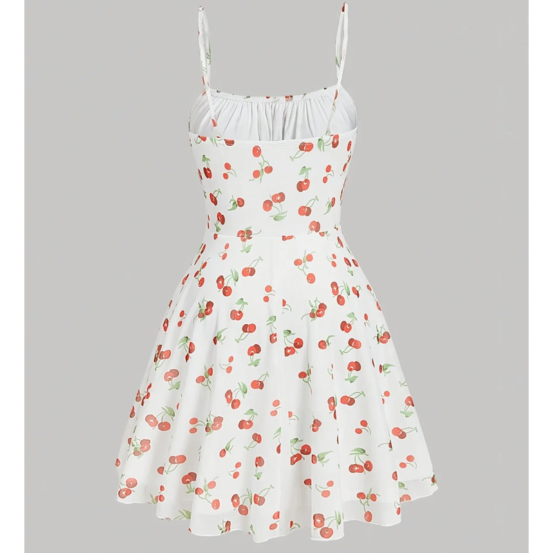 Retro Cherry Print Summer Dress