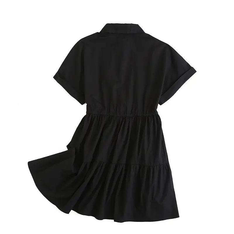 Women’s Shirt Dress with Drawstring Waist Slim A...