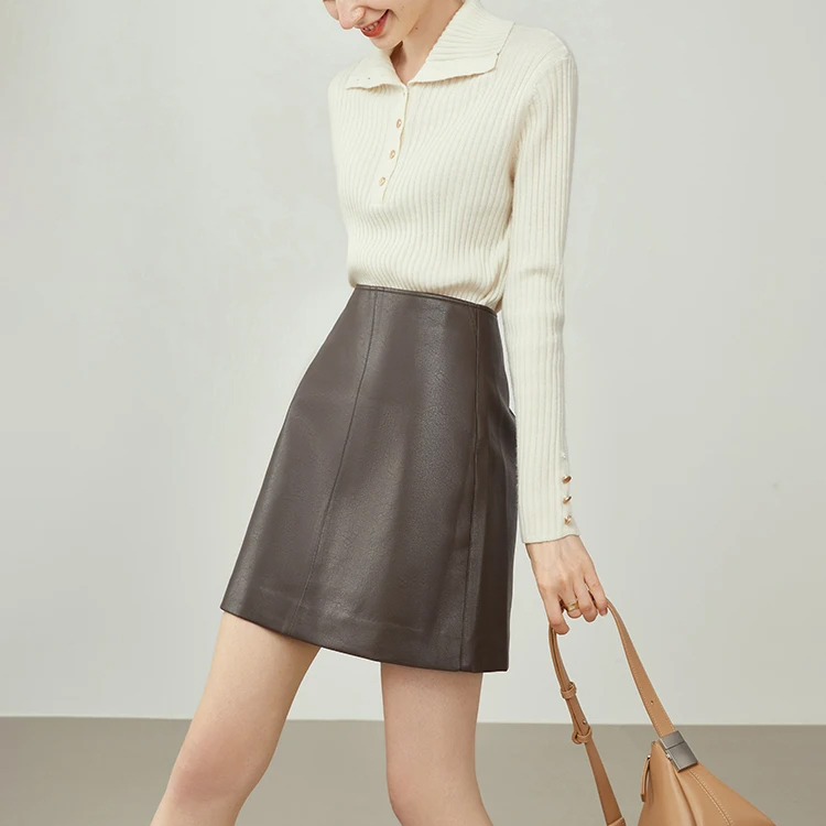 Women’s Office Style Leather Mini Skirt Fashiona...