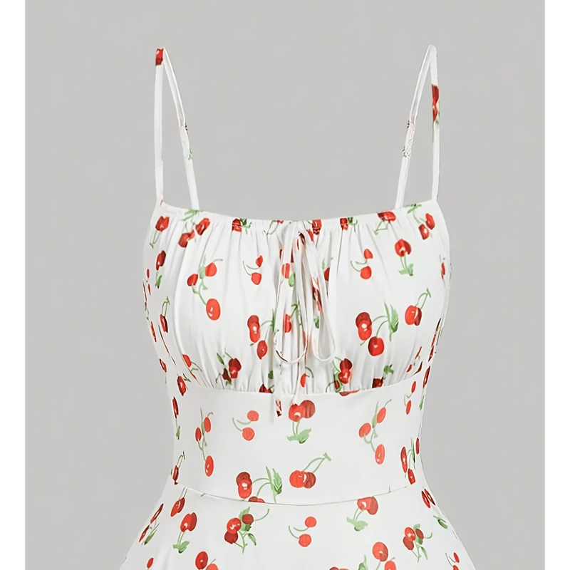 Retro Cherry Print Summer Dress