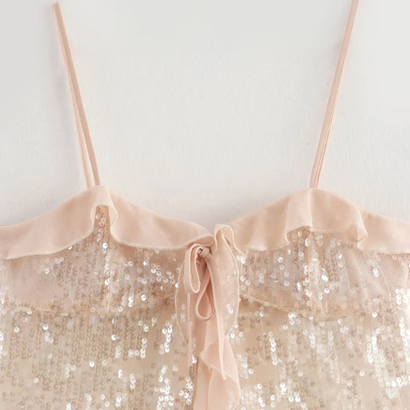 Sexy Retro Sequin Sheer Women's Camisole Top