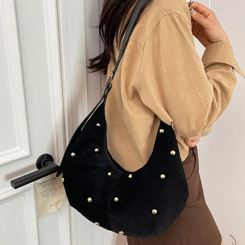 Women's Single Shoulder Textured Rhinestone Retro Crossbody Bag