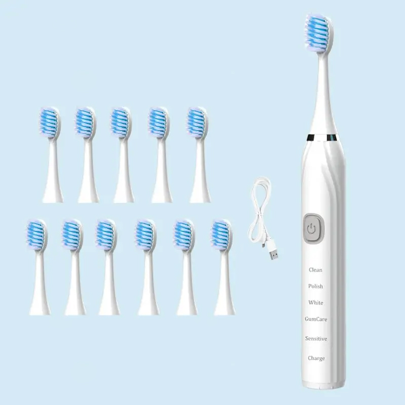 Sonic Electric Toothbrush USB Rechargeable IPX7 Waterproof Automatic Toothbrush Whitener With Replaceable Toothbrush Head