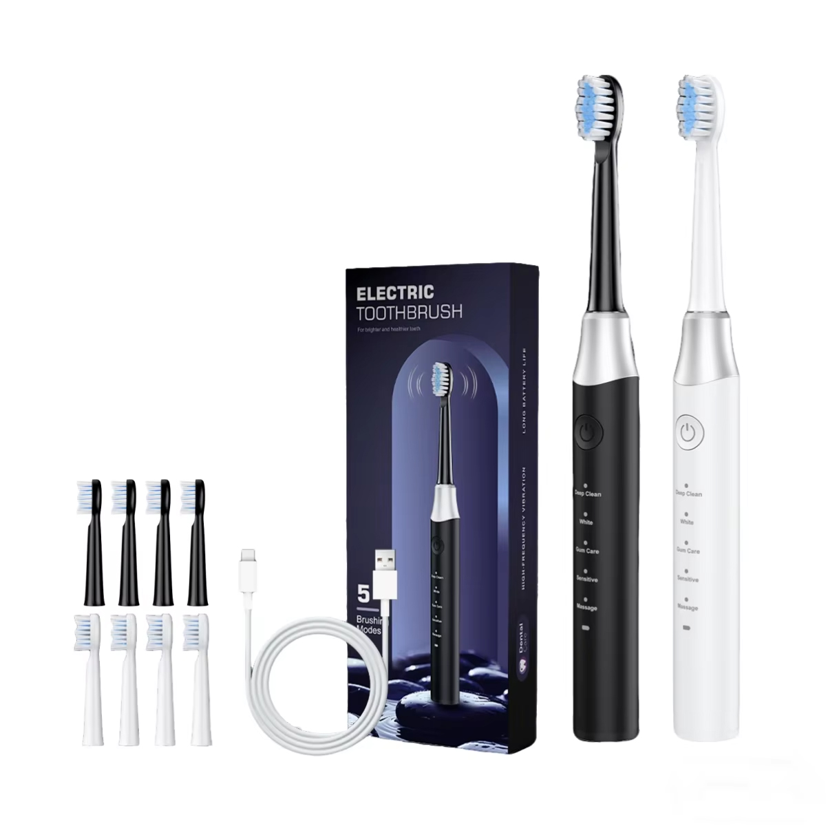 Electric Sonic Toothbrush Sensitive Gum Care Rechargeable Toothbrush 5 Modes Soft Brush Bristle