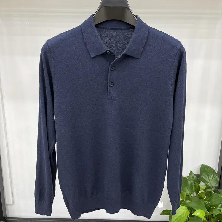 Men's Long Sleeve Fashion Casual Polo Shirt Collar Pullover Sweater Business Sweater T-Shirt