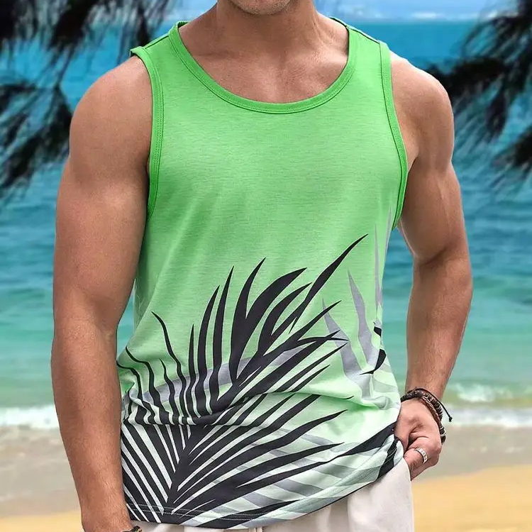 Casual Men's Sleeveless Men's Fashion Crew Neck Tank Top Outdoor Beach Men's Tank Top