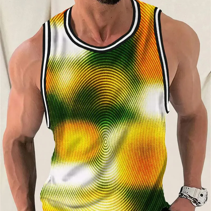 Retro Tank Tops For Men Fashion Streetwear Crew Ne...