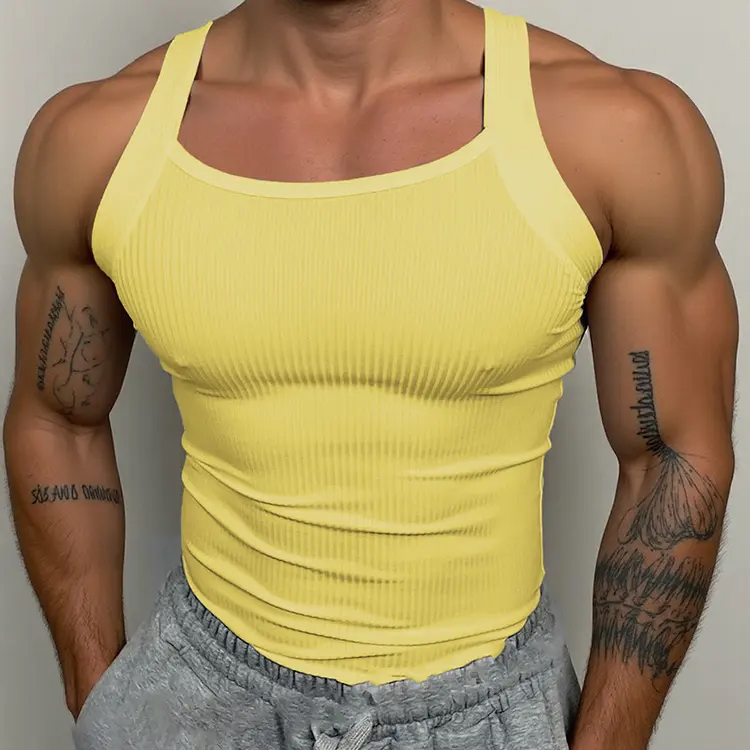 Classic Men's Tank Tops Elastic Slim Fit Breathabl...
