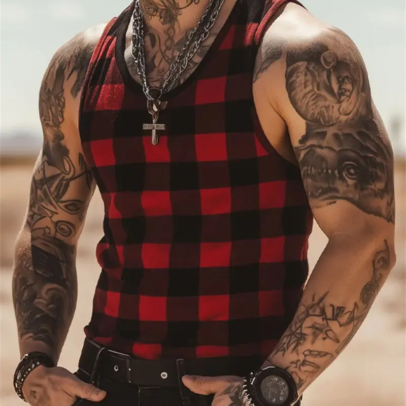 Simple Fashion Men Tank Tops Casual Daily Wear Sle...