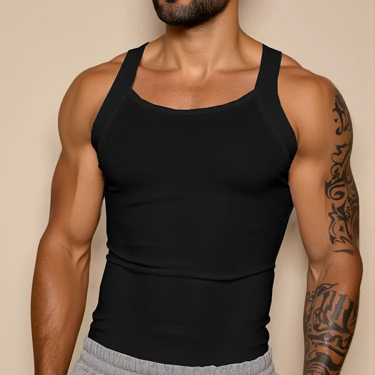 Classic Men's Tank Tops Elastic Slim Fit Breathable Solid Color Men Fashion Sleeveless