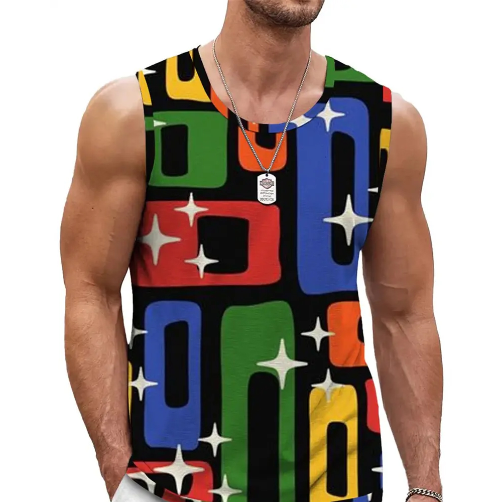 Retro Graphic Tank Tops For Men Casual Sleeveless Vest Loose Quick Dry Breathable