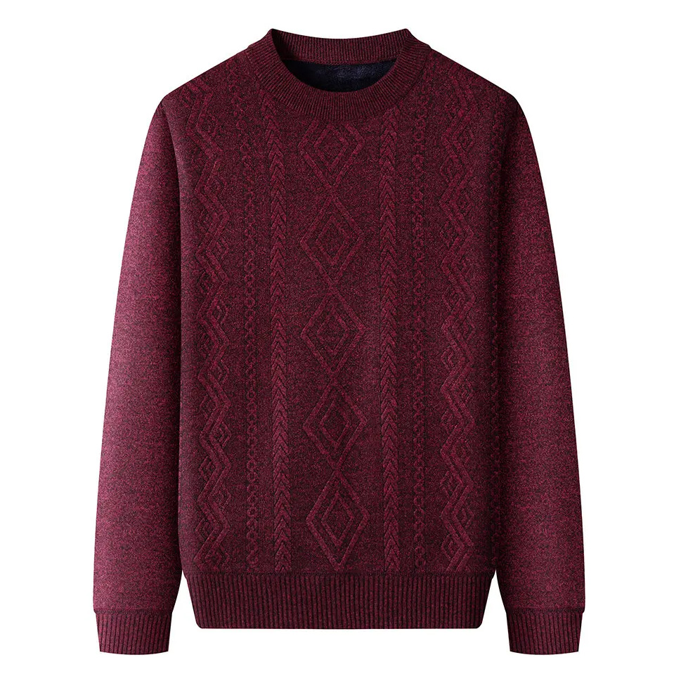Men Mock Neck Casual Knitted Pullover Solid Color Warm Regular Fit Sweater