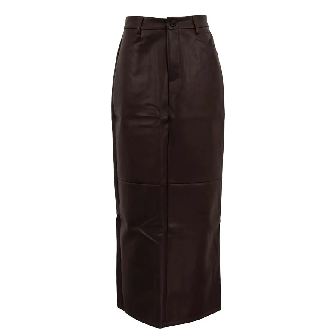 PU Leather Skirts For Woman Elegant High Waisted Straight Skirts Casual Simple