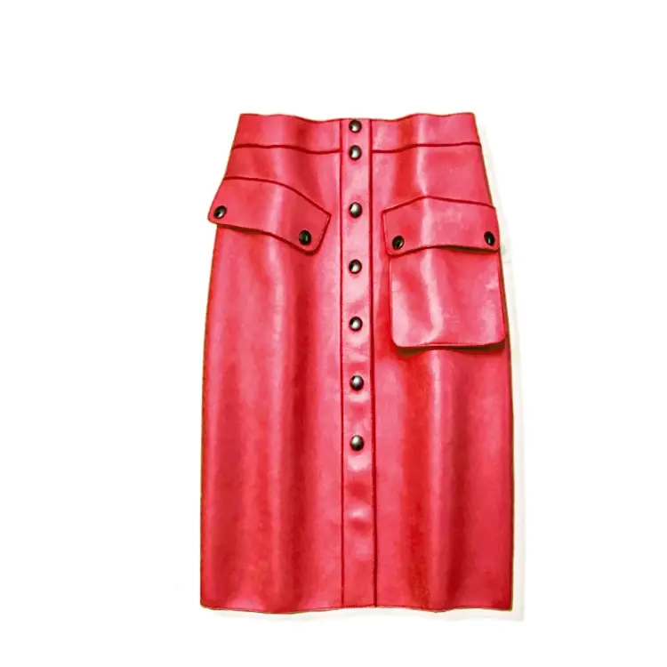 Women's Skirts Real Sheepskin Midi Skirt Genuine Leather Skirt