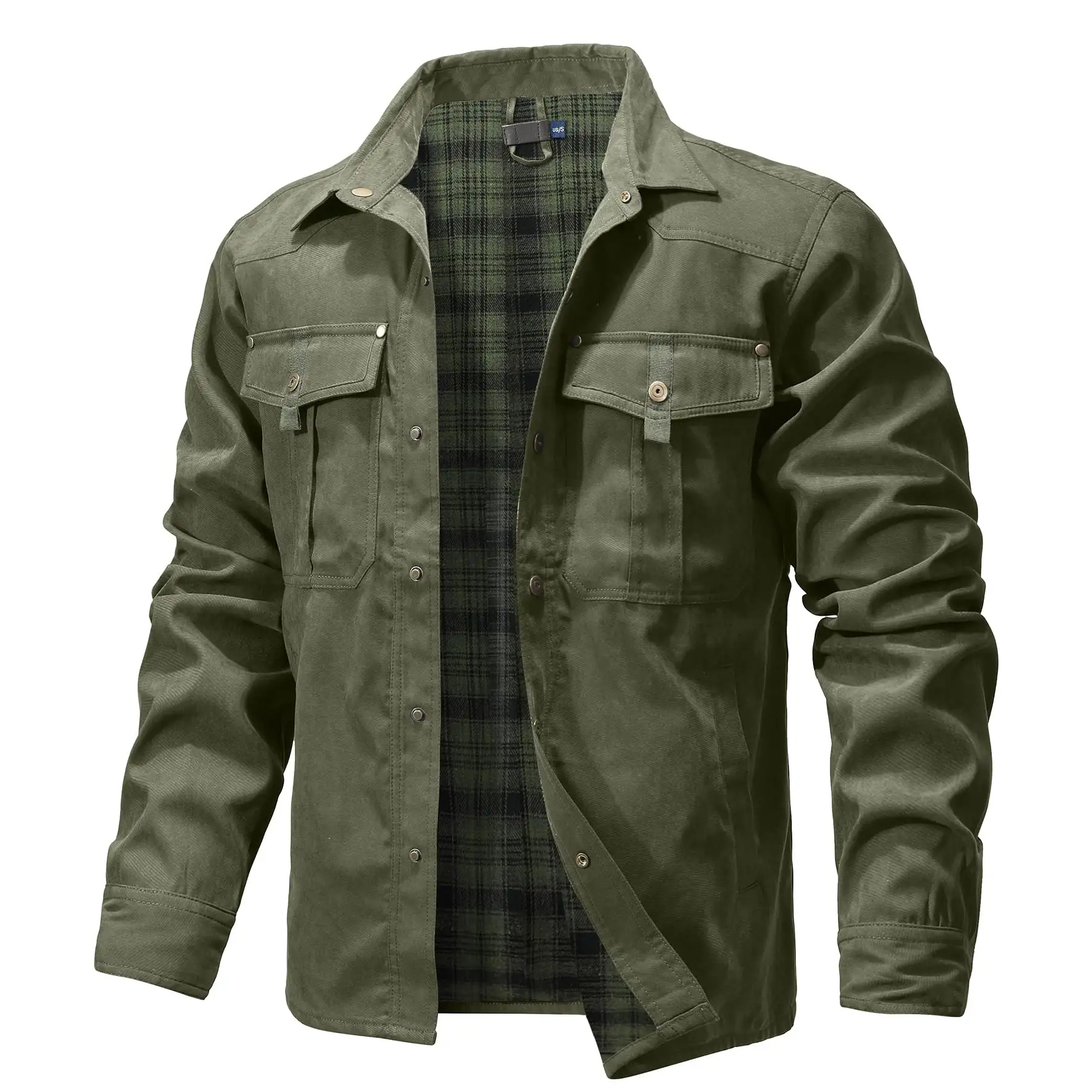 Men's Jackets Lined Shirt Jacket Shacket Casual Snap Button Overshirt Western Cowboy Style