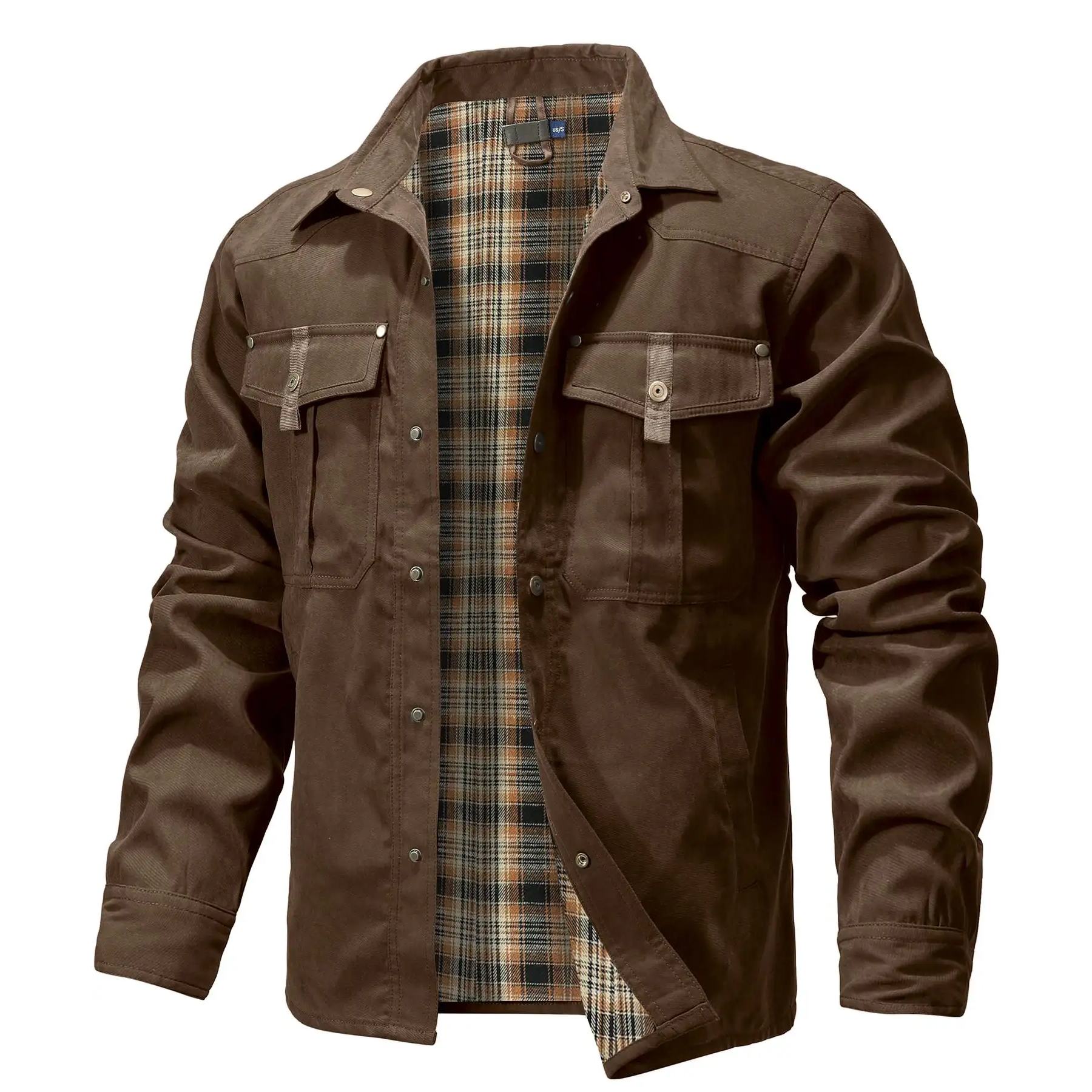 Men's Jackets Lined Shirt Jacket Shacket Casual Snap Button Overshirt Western Cowboy Style