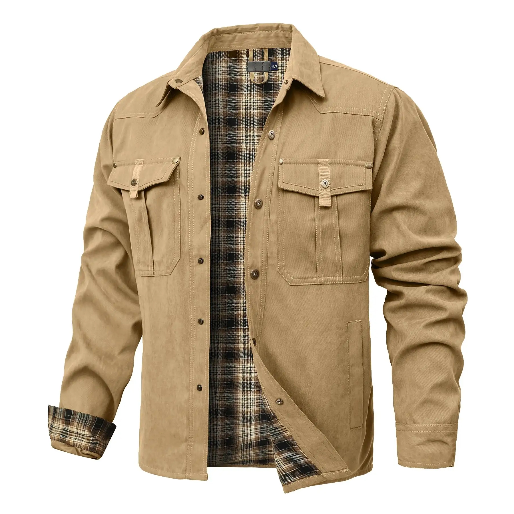 Men's Jackets Lined Shirt Jacket Shacket Casual Sn...
