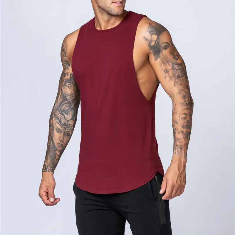 Men Cotton Sleeveless Shirt Casual Gym Tank Top Quick Dry Fitness