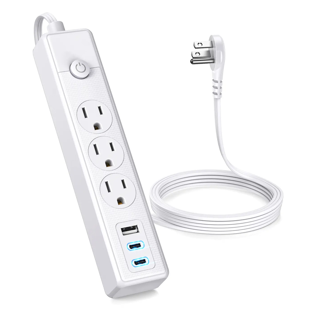 Flat Plug Extension Cord For Office Desktop Power Strip