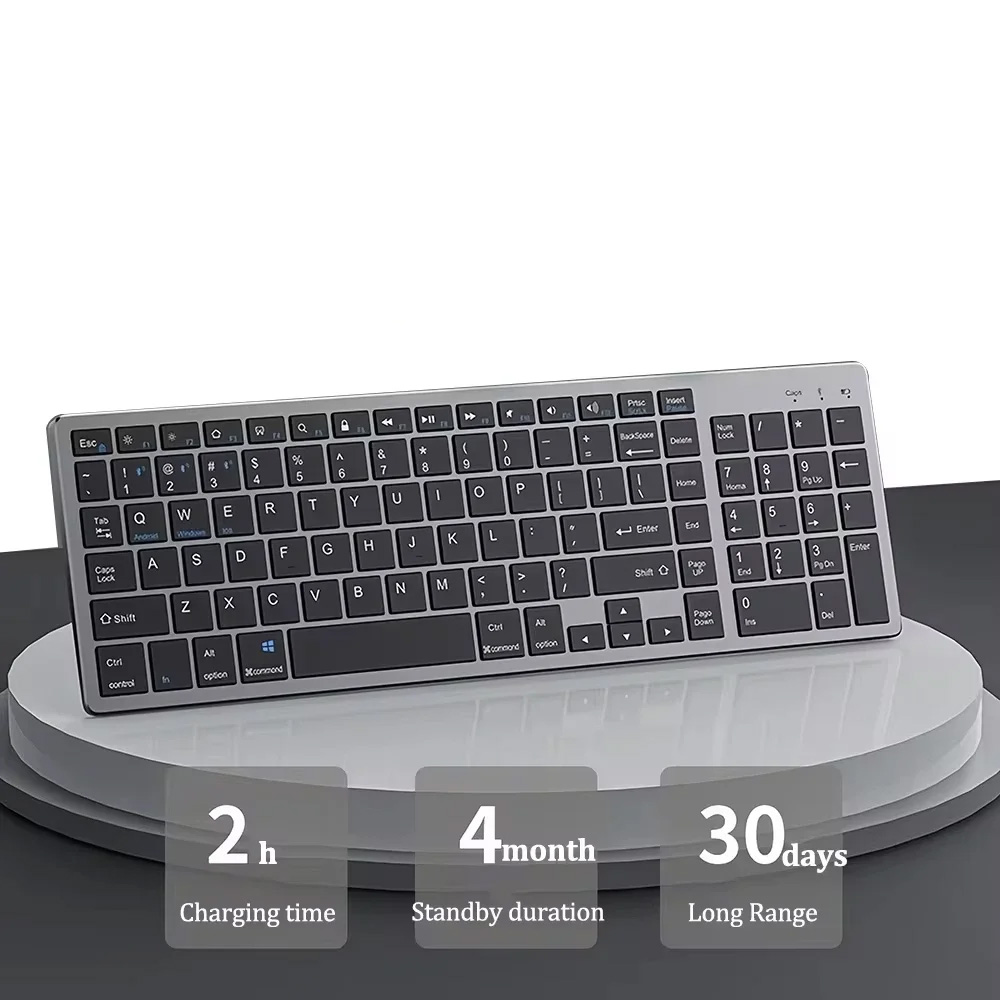Bluetooth 5.0/2.4G Wireless Rechargeable Keyboard