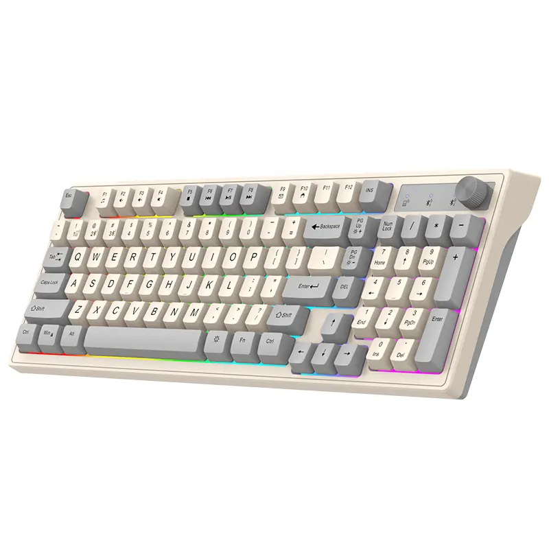 Dual Bluetooth Keyboard Dual-Mode BT Wireless Keyboard RGB Backlit Rechargeable Keyboard Gaming Keyboard For Laptop Tablet