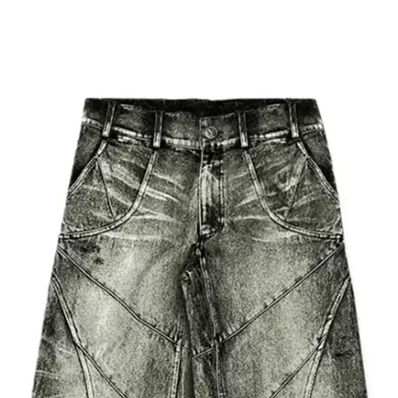 Loose-Fitting Distressed Wide-Leg Jeans