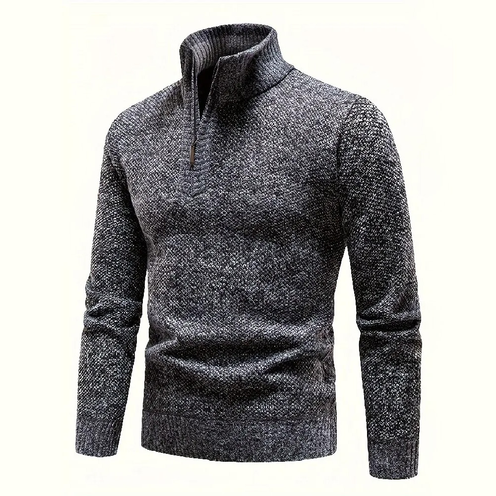 Men's Knitted Sweater Half-Zip Thickened Stand-Up Collar Pullover Outerwear