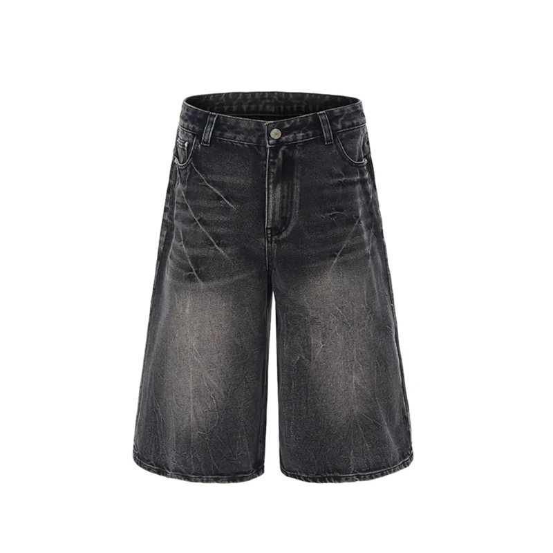 Wide-Leg Loose-Fitting Washed Jeans