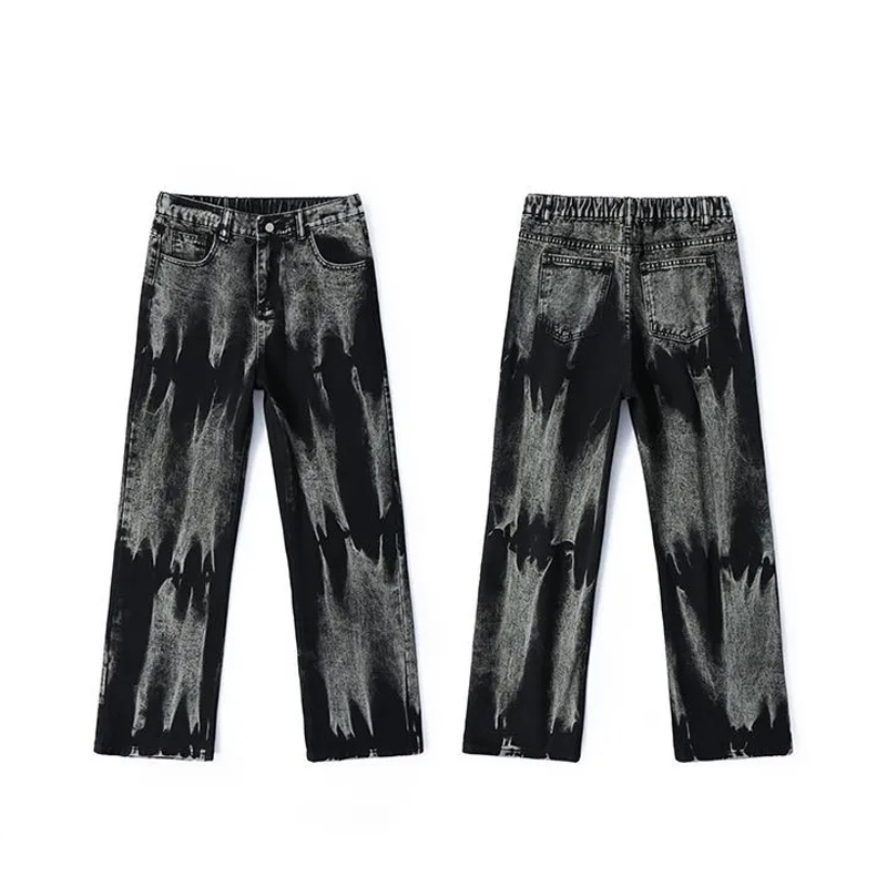 Men's Baggy Wide Leg Jeans Dyed Denim Casual Straight Wind Jeans Fashion Versatile