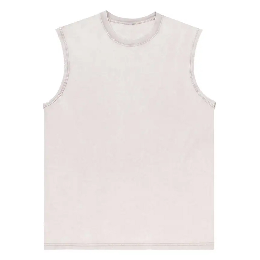 Men's Washed Cotton Tank Tops Muscle Gym Sleeveless Workout