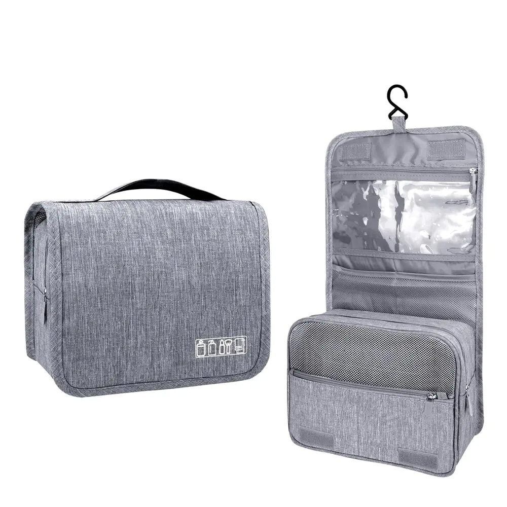 Portable Travel Cosmetic Bag Large Capacity Waterproof Toiletry Bag With Hanging Hook Bathroom Storage Bag