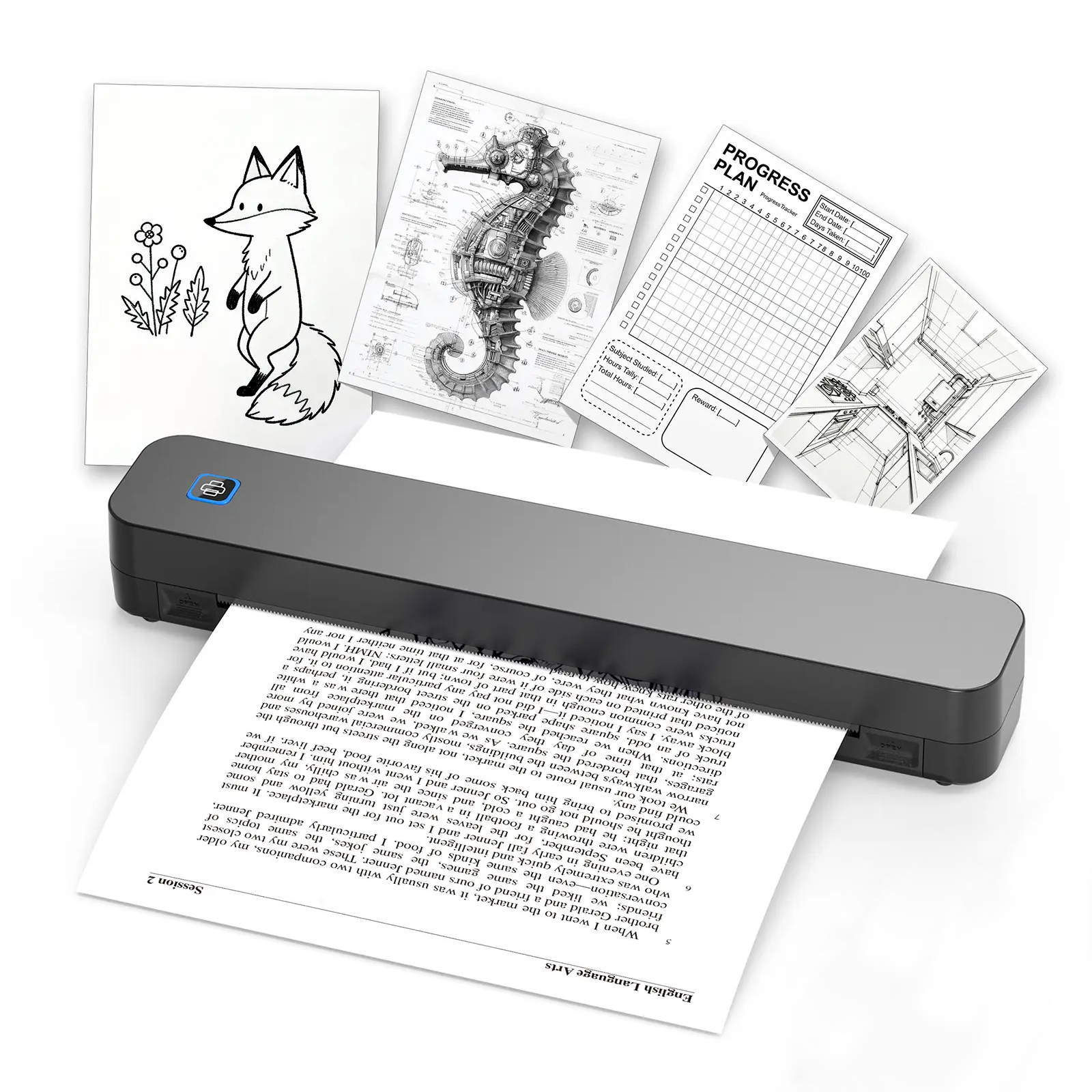 Mini Portable A4 Thermal Printer Desktop Inkless Photo PDF Document Printer