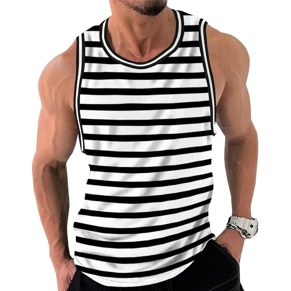 Men Retro Stripe Tank Tops ...