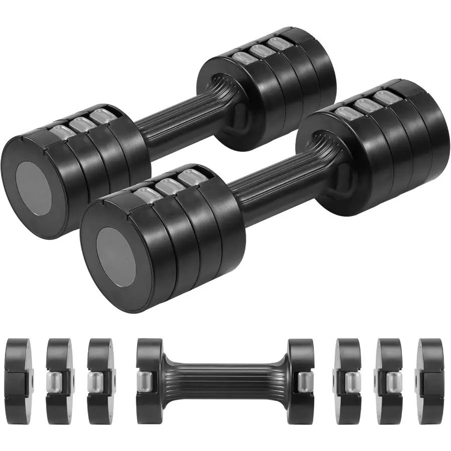 Adjustable Dumbbells Set Exercise Hand Weights Compact Free Weight Sets With Non-Slip Grip Robust ABS Shell
