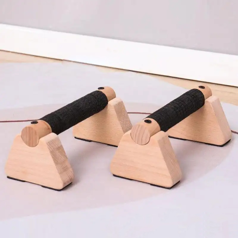 Wood Calisthenics Bar Solid Wood Parallettes Push-Up Bar Floor Workouts Bodyweight Training