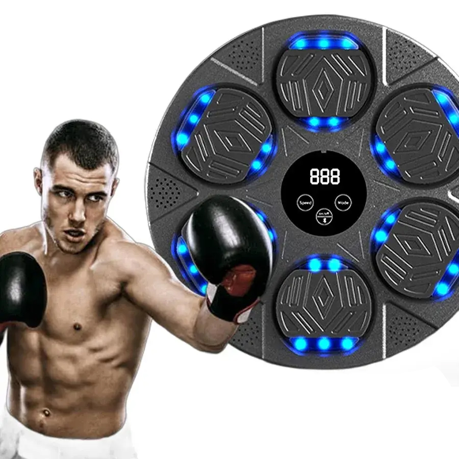 Music Boxing Machine Smart Bluetooth Interactive Wall Mounted Punching Bag with LED Lights for Home Fit