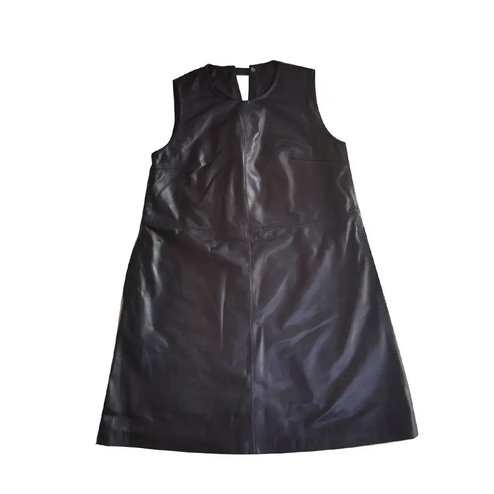 Genuine Leather Dresses Women Real Sheepskin Black...