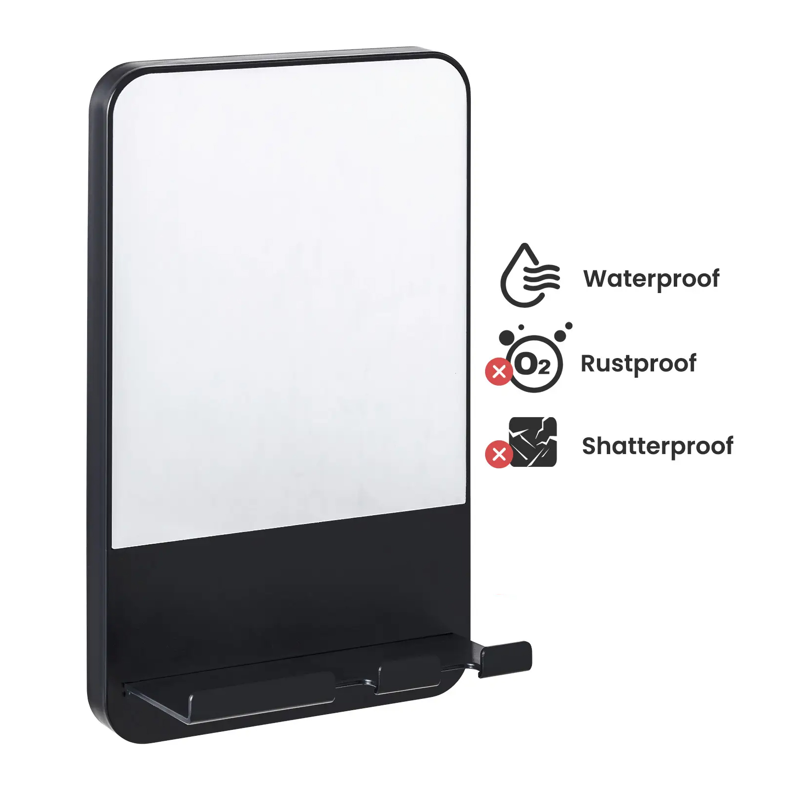 Fogless Shower Mirror With Suction Cup Rust-Resistant Removable Bathroom Mirror