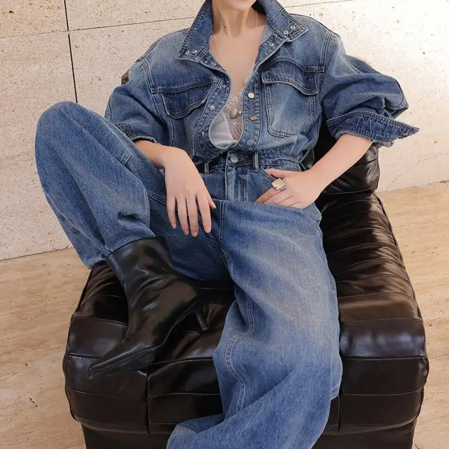 Retro-Style Versatile Denim Jumpsuit