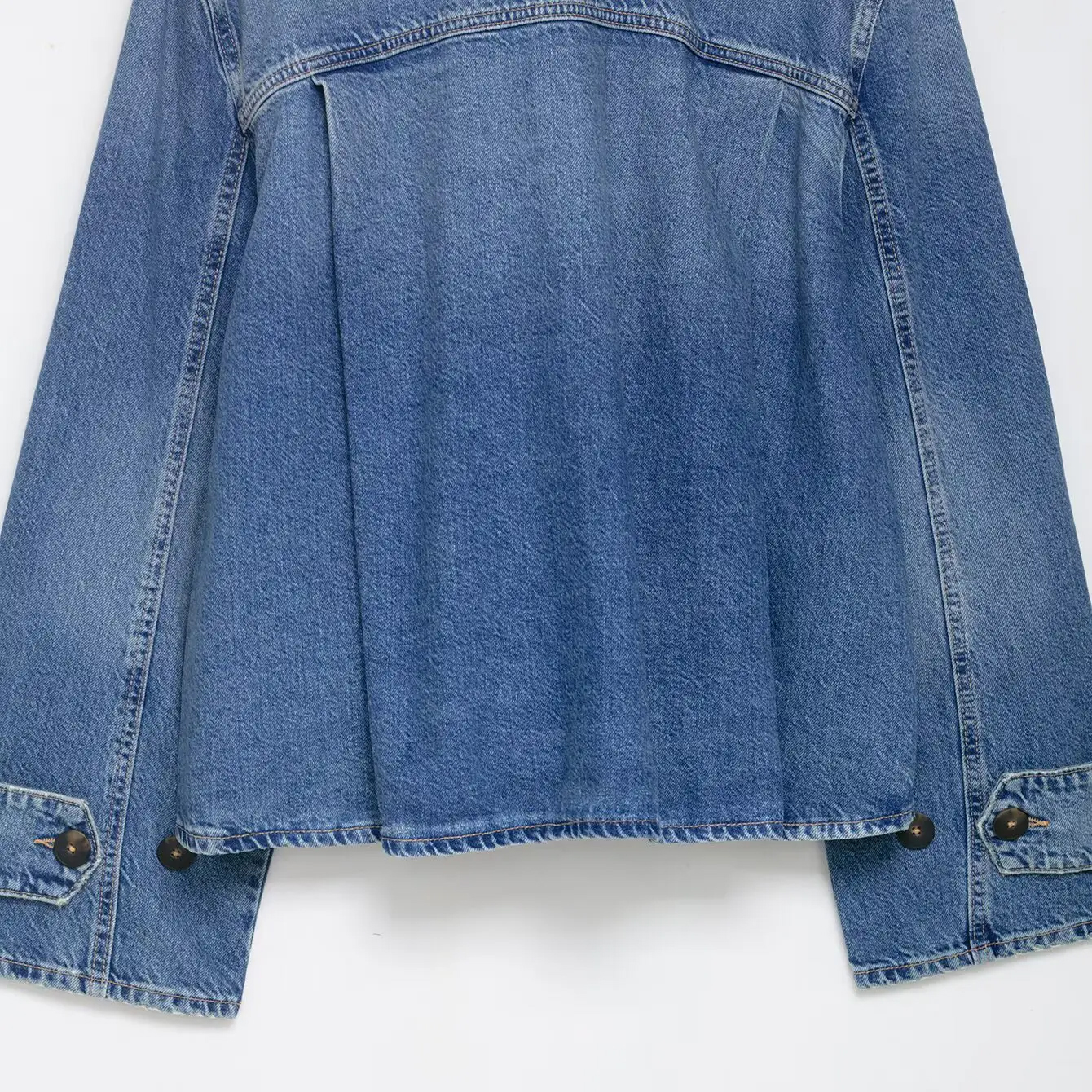 Women's Clothing Hidden Button Long Sleeve Denim Coat