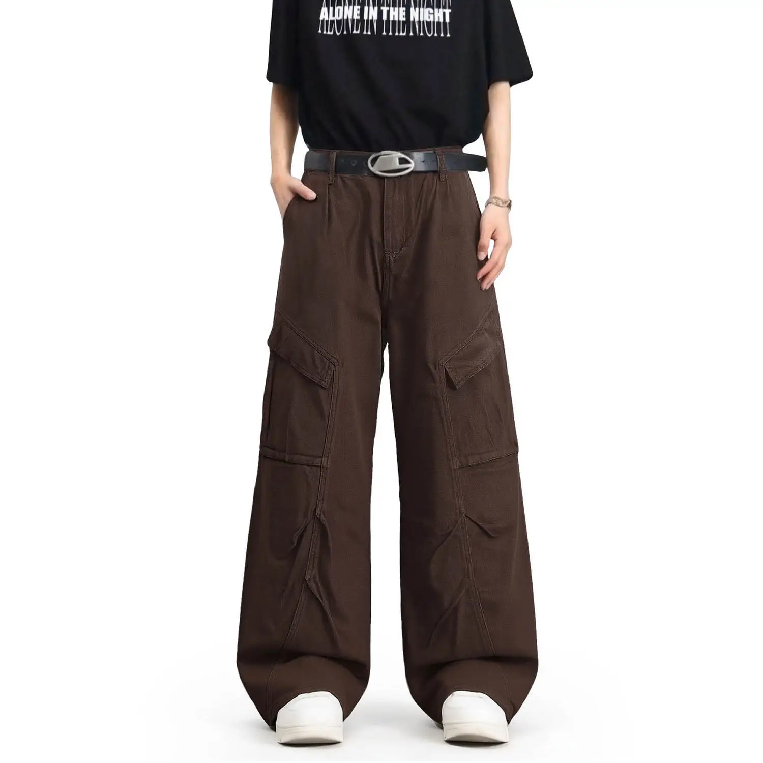 Baggy Wide Leg Casual Cargo Pants Men