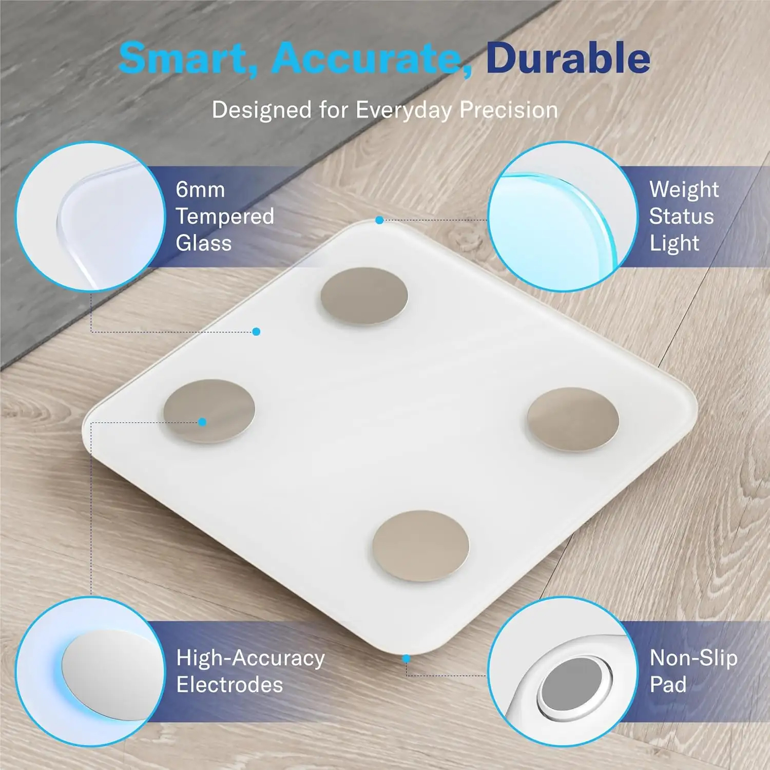 The Smart Body Fat Scale Features Bluetooth Connectivity For Muscle Mass Measurement
