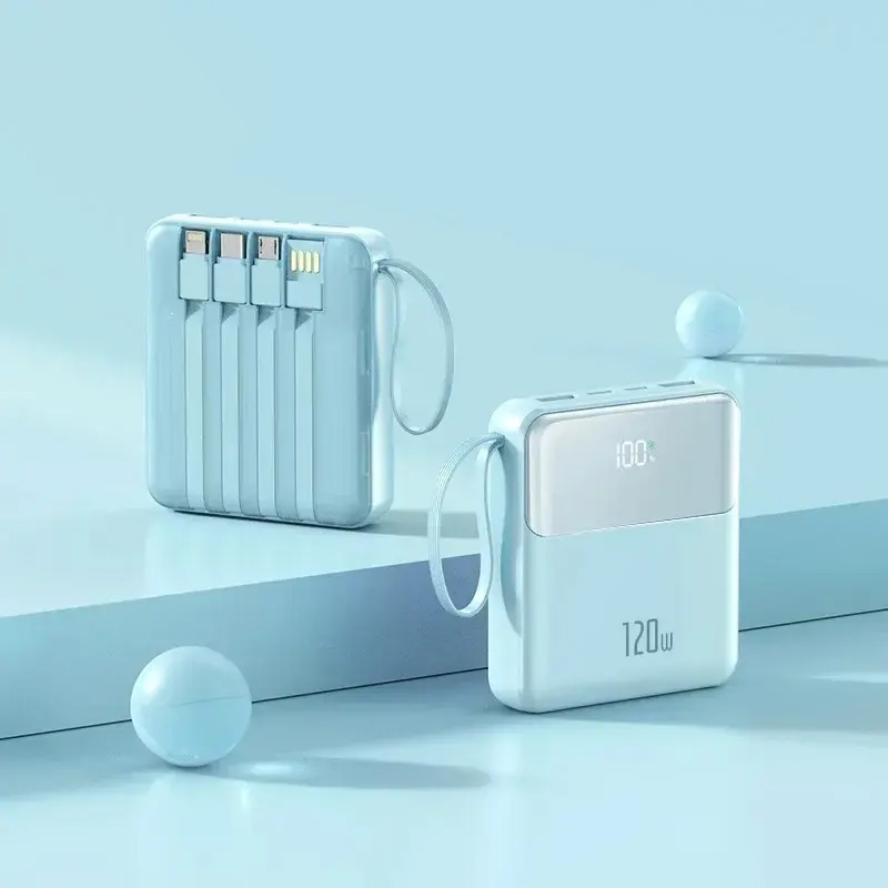 Super Fast Charging Large Capacity With Cable Small Mobile Power Bank